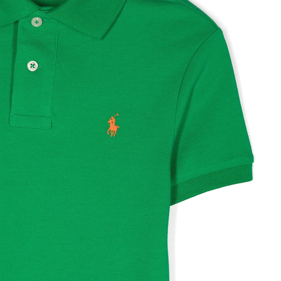 NWT Polo Ralph Lauren Little Boys Mesh Polo Shirt Green Pony Orange $49 - Size 5 - Picture 3 of 9